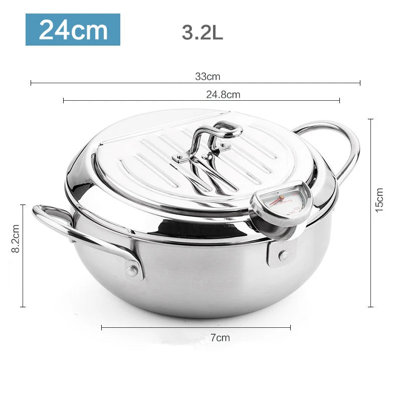 Marmite à frire japonaise – Inox 304 avec thermomètre