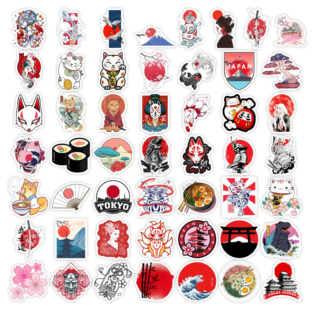 Stickers japonais traditionnels – Lot imperméable