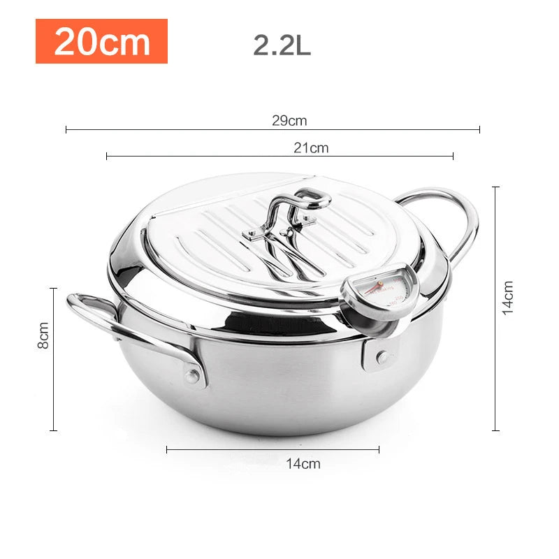 Marmite à frire japonaise – Inox 304 avec thermomètre