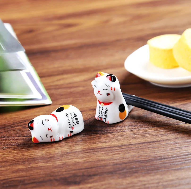 1 porte-baguettes en céramique en forme de chat mignon, style japonais, vaisselle de restaurant…