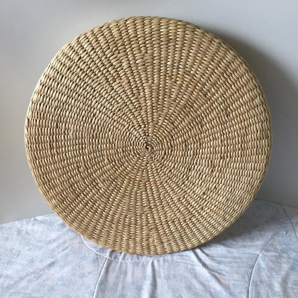 Pouf rond japonais en paille naturelle