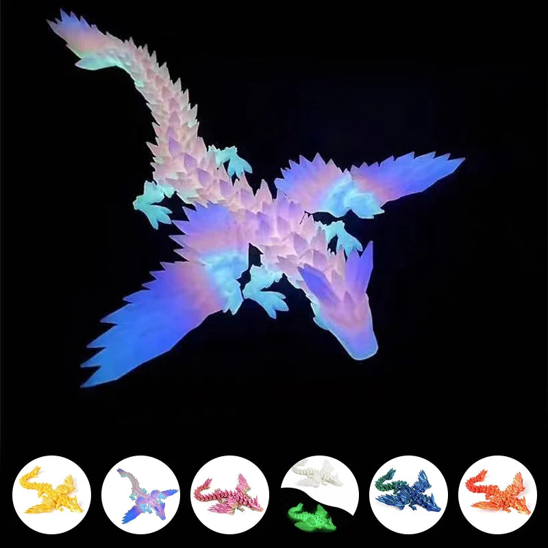 Dragon imprimé en 3D de 15 cm avec ailes mobiles - Accessoire de bureau créatif - Décoration intérieure - Cadeau de Noël ou de vacances idéal