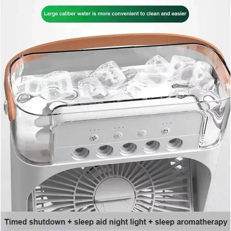 Ventilateur 3-en-1 – Mini Climatiseur, Humidificateur & Veilleuse LED 7 Couleurs