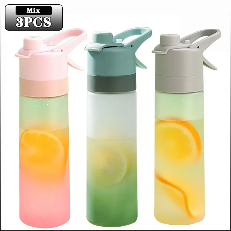 Gourde Brumisateur 650ml avec Paille – Spray Brume & Hydratation, Outdoor & Sport