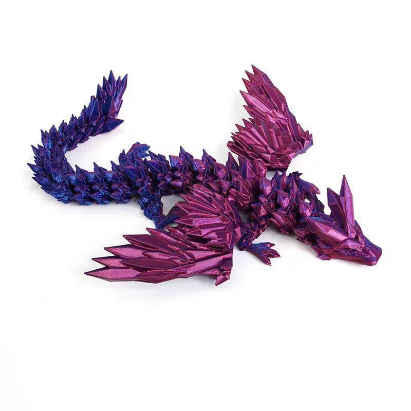 Dragon imprimé en 3D de 15 cm avec ailes mobiles - Accessoire de bureau créatif - Décoration intérieure - Cadeau de Noël ou de vacances idéal