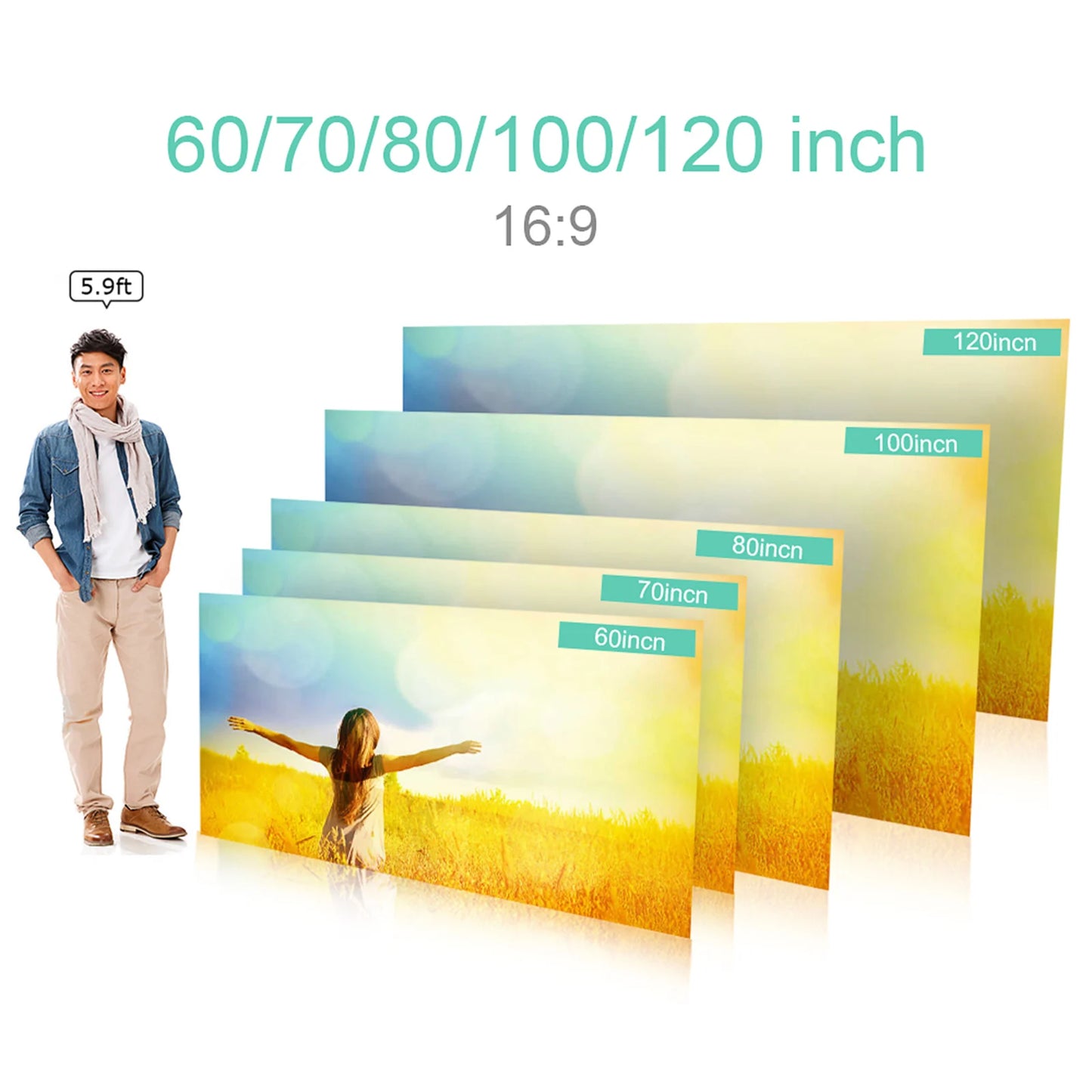 Écran de Projection Portable Anti-Lumière – 60 à 120 Pouces | Home Cinéma, Bureau, Extérieur