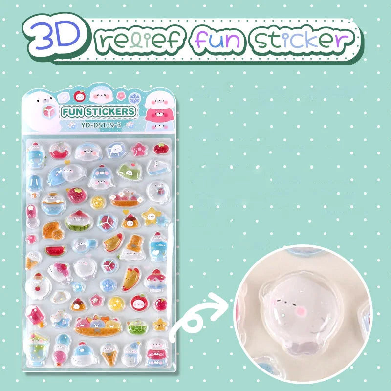 Stickers 3D japonais relief cristal – 6 styles