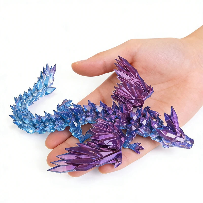 Dragon imprimé en 3D de 15 cm avec ailes mobiles - Accessoire de bureau créatif - Décoration intérieure - Cadeau de Noël ou de vacances idéal