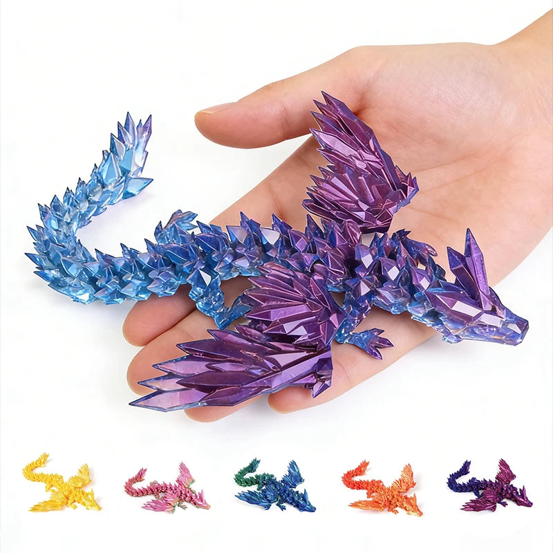 Dragon imprimé en 3D de 15 cm avec ailes mobiles - Accessoire de bureau créatif - Décoration intérieure - Cadeau de Noël ou de vacances idéal