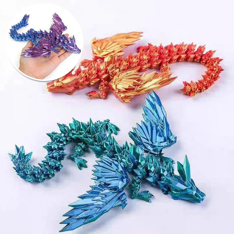 Dragon imprimé en 3D de 15 cm avec ailes mobiles - Accessoire de bureau créatif - Décoration intérieure - Cadeau de Noël ou de vacances idéal