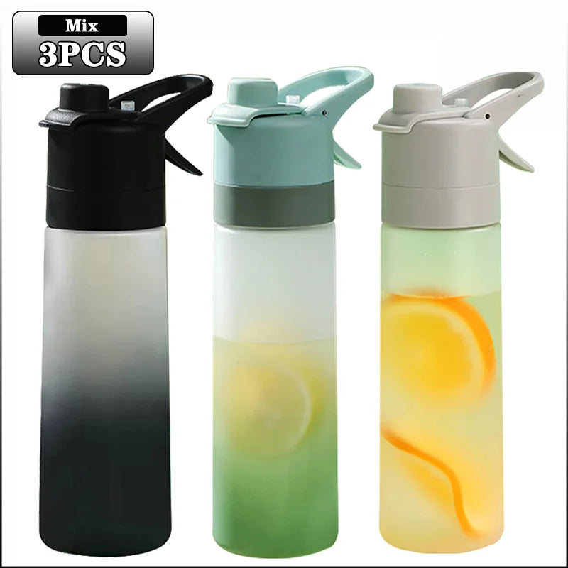 Gourde Brumisateur 650ml avec Paille – Spray Brume & Hydratation, Outdoor & Sport