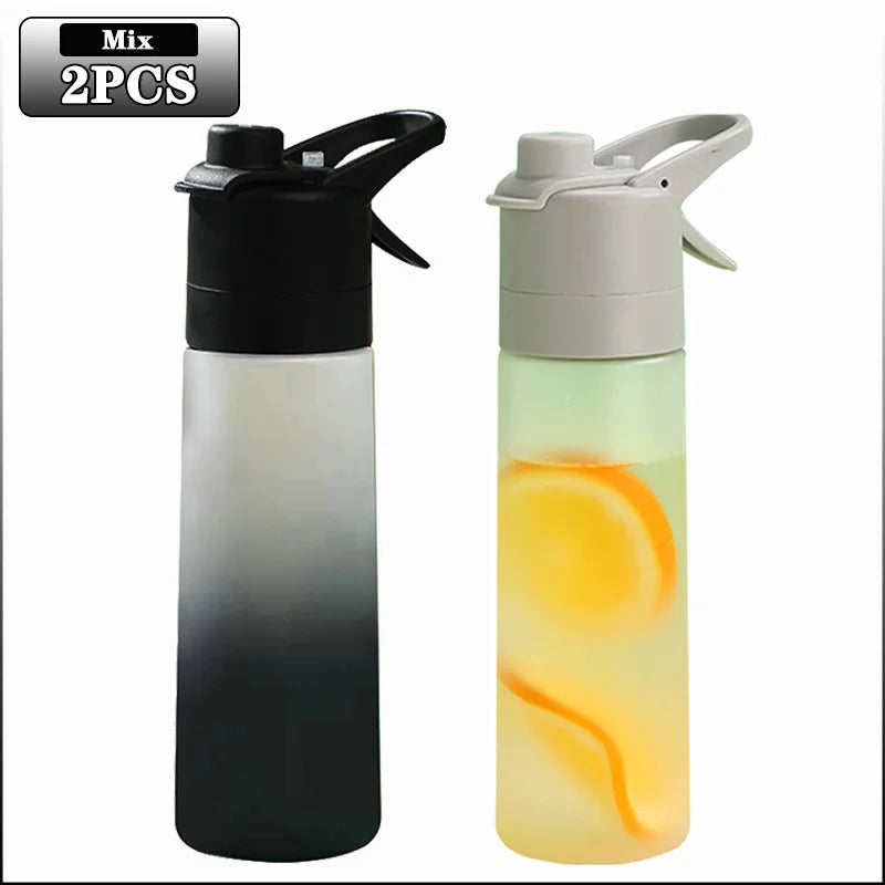 Gourde Brumisateur 650ml avec Paille – Spray Brume & Hydratation, Outdoor & Sport