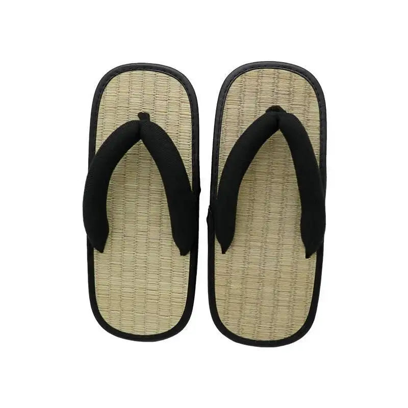 Japanese braided straw geta, summer thongs, clip-on slippers, open-toe sandals, Japanese thick-soled slippers