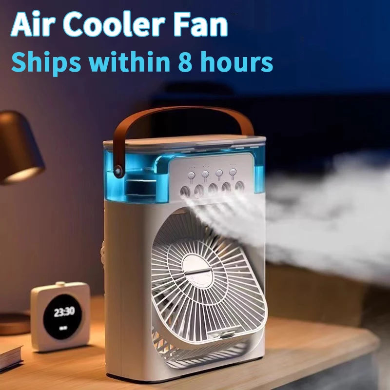 Ventilateur 3-en-1 – Mini Climatiseur, Humidificateur & Veilleuse LED 7 Couleurs