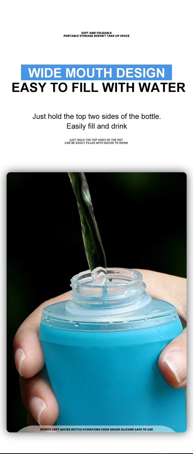 Gourde Souple Pliable TPU – 250ml & 500ml, Ultralégère pour le Sport & l’Outdoor