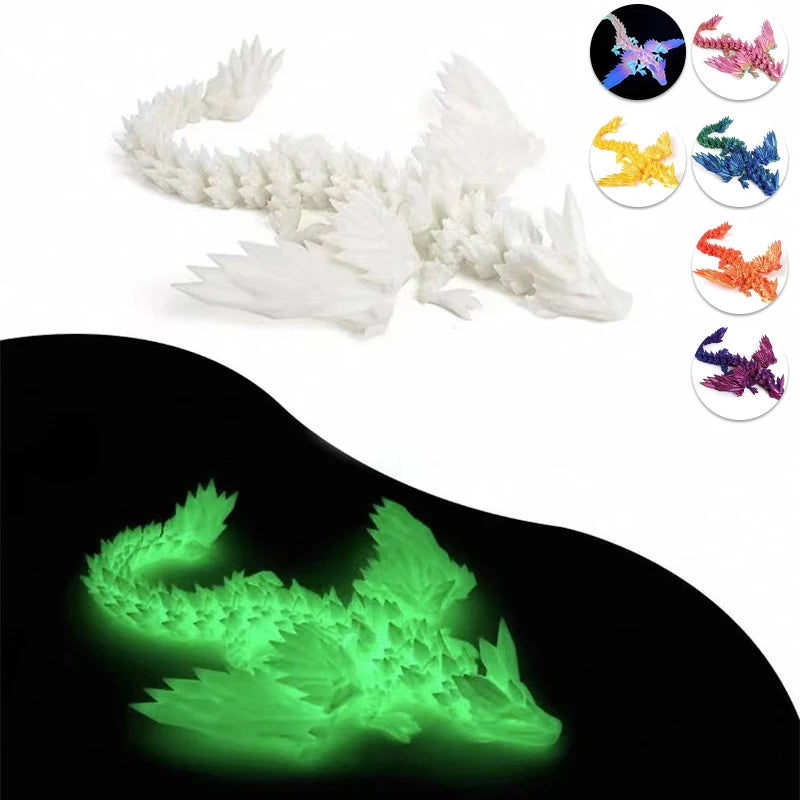 Dragon imprimé en 3D de 15 cm avec ailes mobiles - Accessoire de bureau créatif - Décoration intérieure - Cadeau de Noël ou de vacances idéal