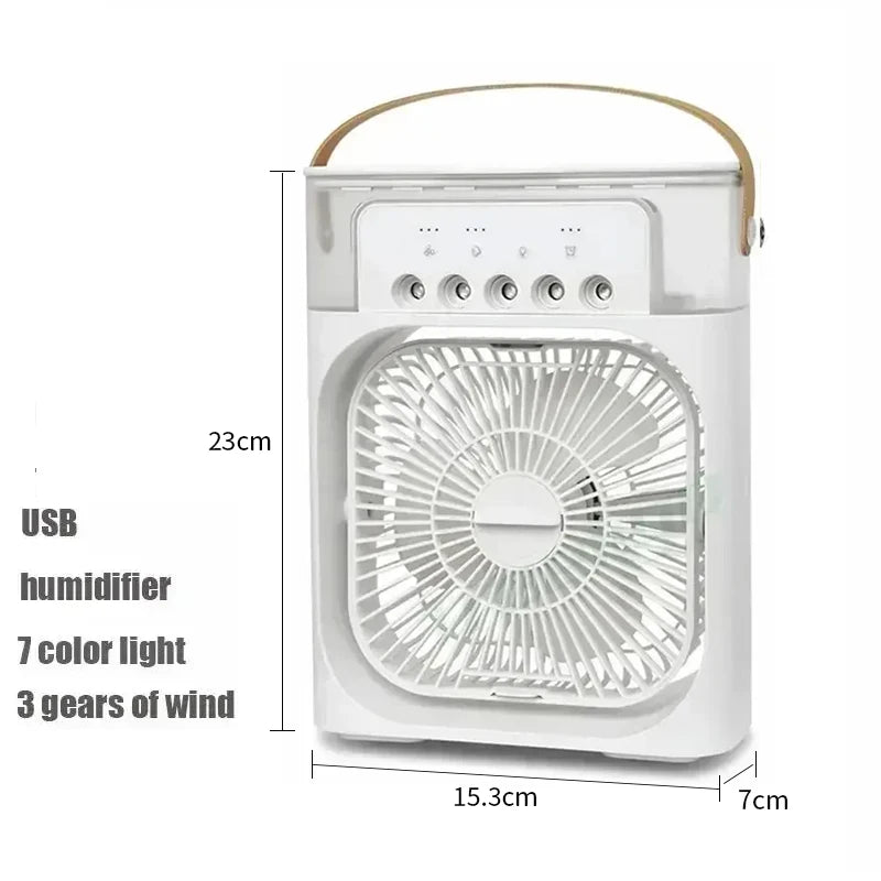 Ventilateur 3-en-1 – Mini Climatiseur, Humidificateur & Veilleuse LED 7 Couleurs