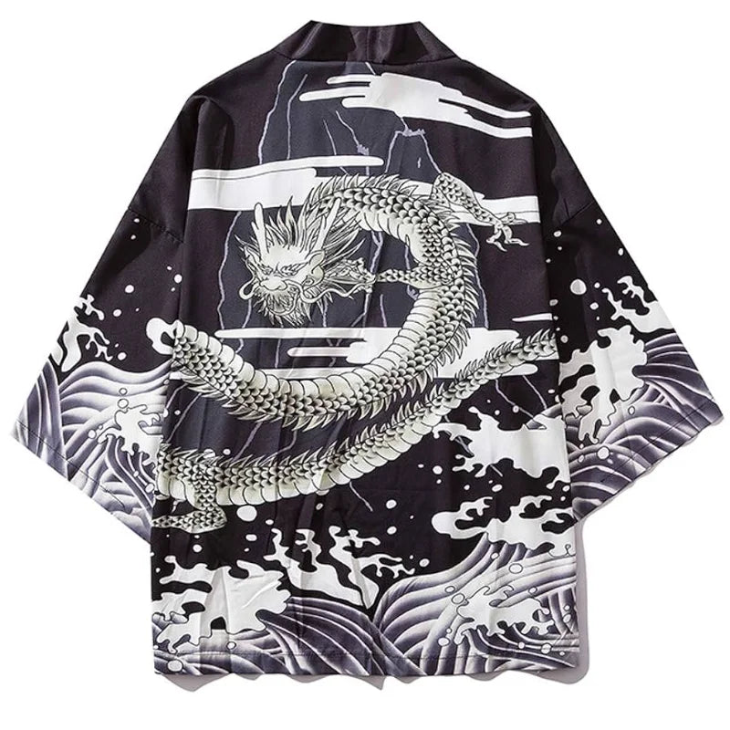 Haori Yukata japonais – Imprimé dragon anime