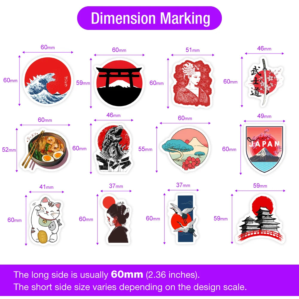 Stickers japonais traditionnels – Lot imperméable