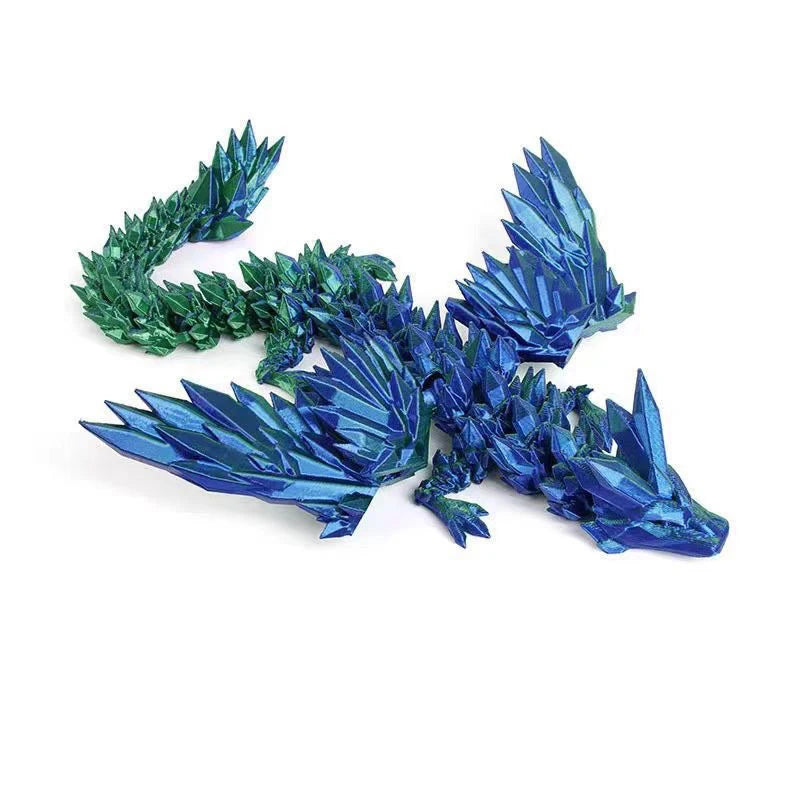 Dragon imprimé en 3D de 15 cm avec ailes mobiles - Accessoire de bureau créatif - Décoration intérieure - Cadeau de Noël ou de vacances idéal