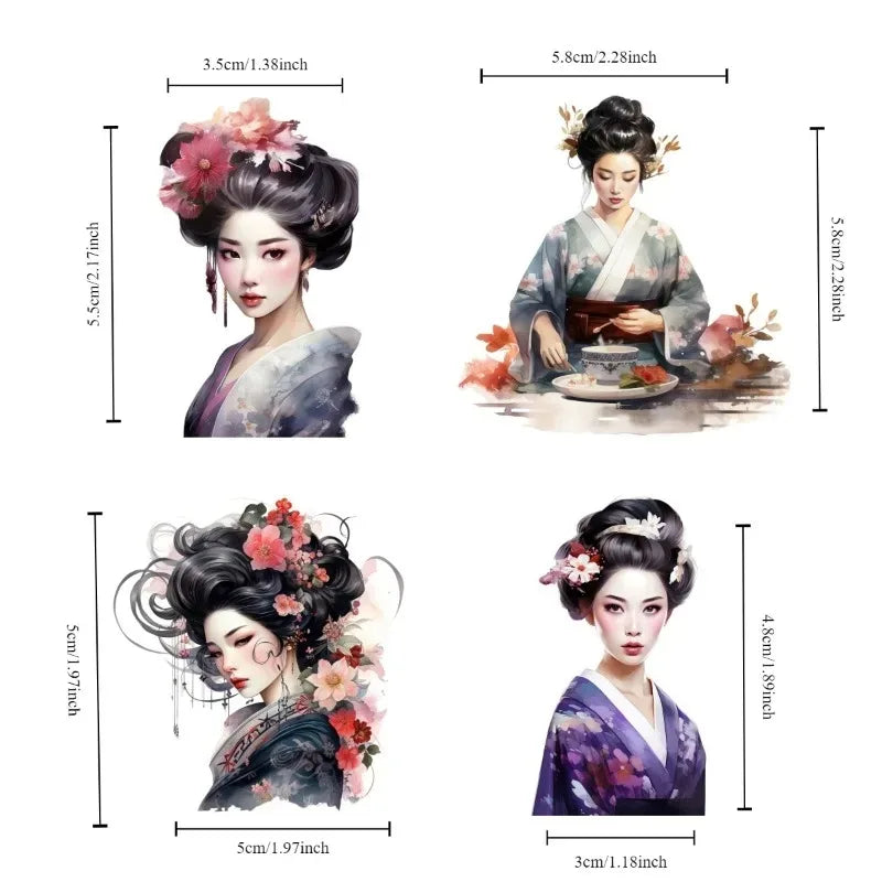 Affiche aquarelle géisha et kimono japonais