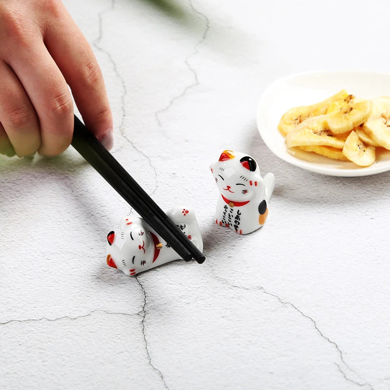 1 porte-baguettes en céramique en forme de chat mignon, style japonais, vaisselle de restaurant…