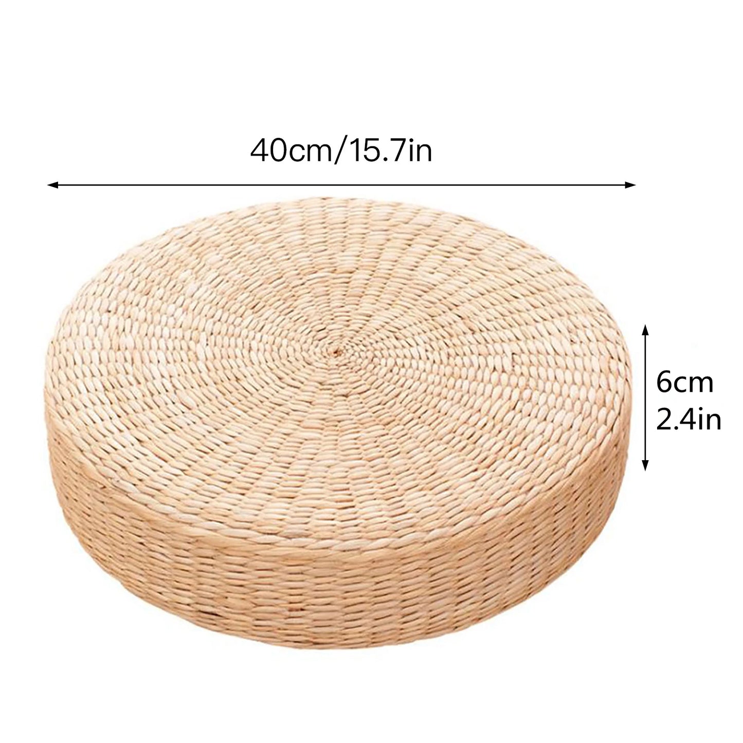 Pouf rond japonais en paille naturelle