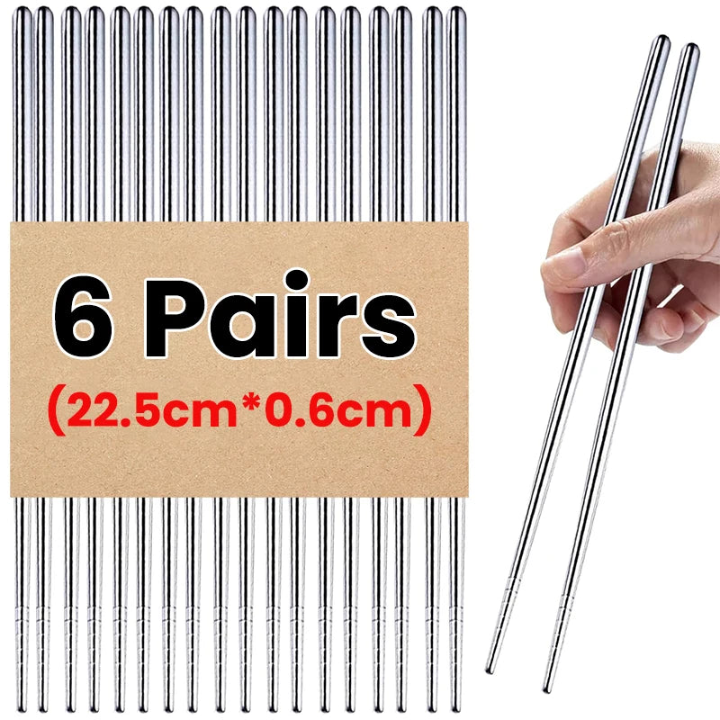 Reusable stainless steel chopsticks, Japanese style