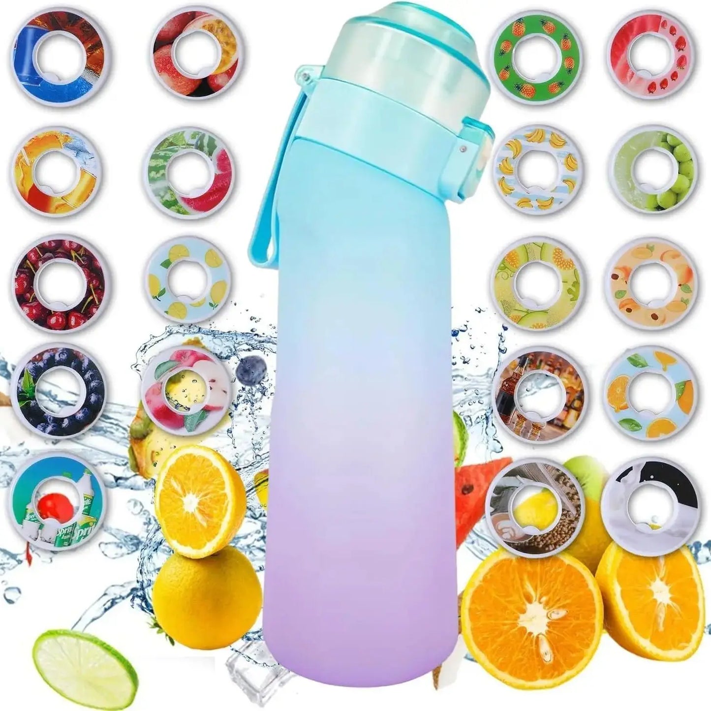 Gourde Sport 650ml avec Pods Arômes Fruités – Zéro Sucre, Anti-fuite