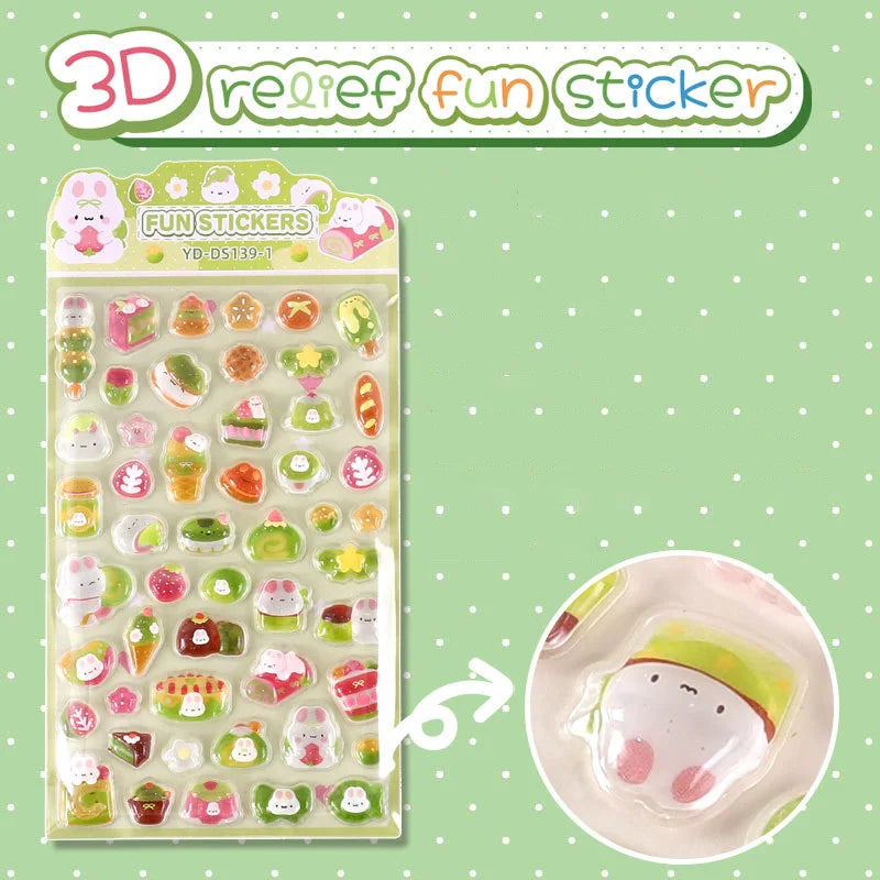 Stickers 3D japonais relief cristal – 6 styles
