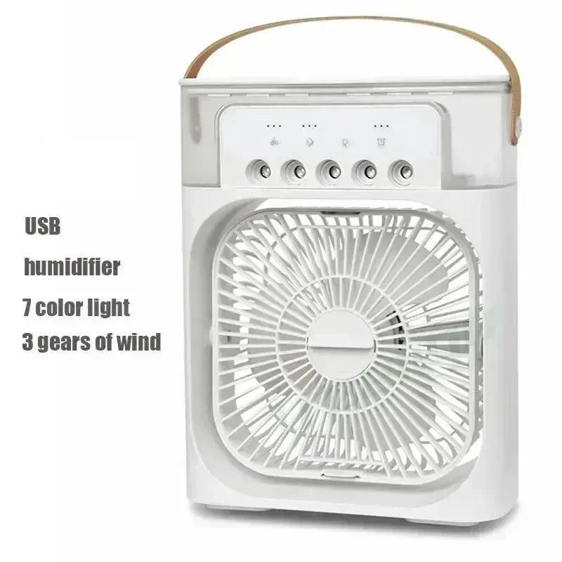 Ventilateur 3-en-1 – Mini Climatiseur, Humidificateur & Veilleuse LED 7 Couleurs