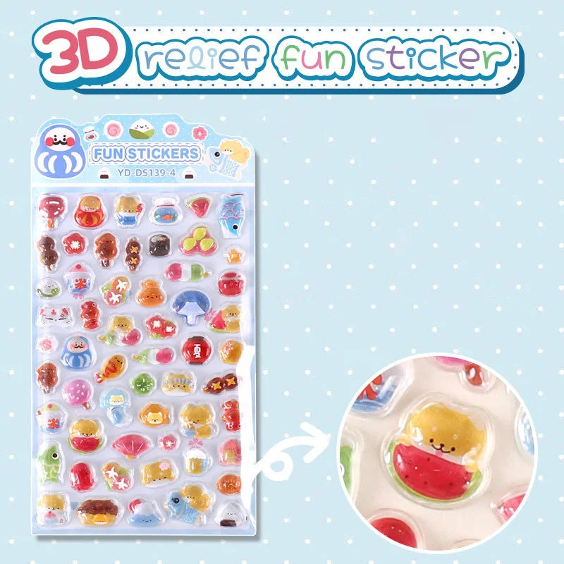 Stickers 3D japonais relief cristal – 6 styles