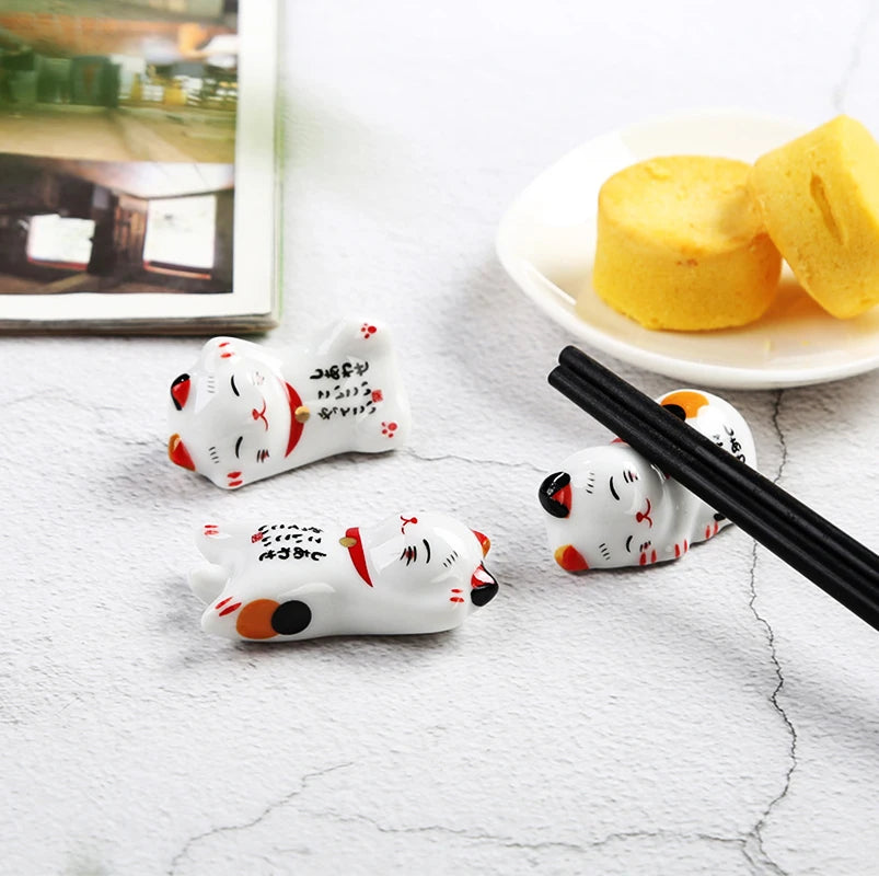 1 porte-baguettes en céramique en forme de chat mignon, style japonais, vaisselle de restaurant…