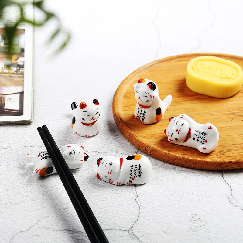 1 porte-baguettes en céramique en forme de chat mignon, style japonais, vaisselle de restaurant…