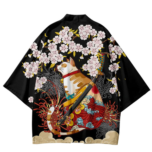 Kimono Yukata japonais – Imprimé chat Harajuku