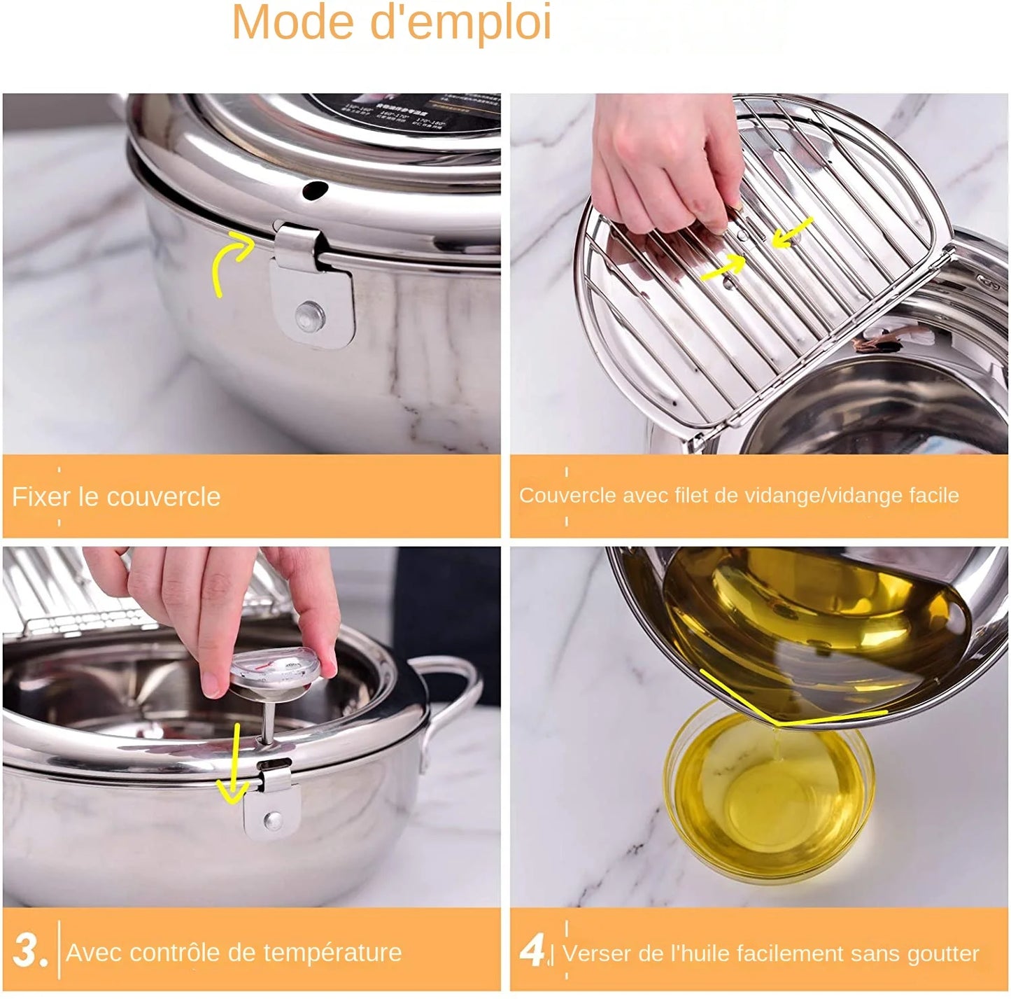 Marmite à frire japonaise – Inox 304 avec thermomètre