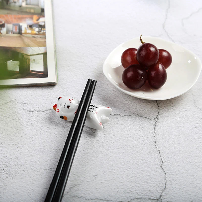 1 porte-baguettes en céramique en forme de chat mignon, style japonais, vaisselle de restaurant…