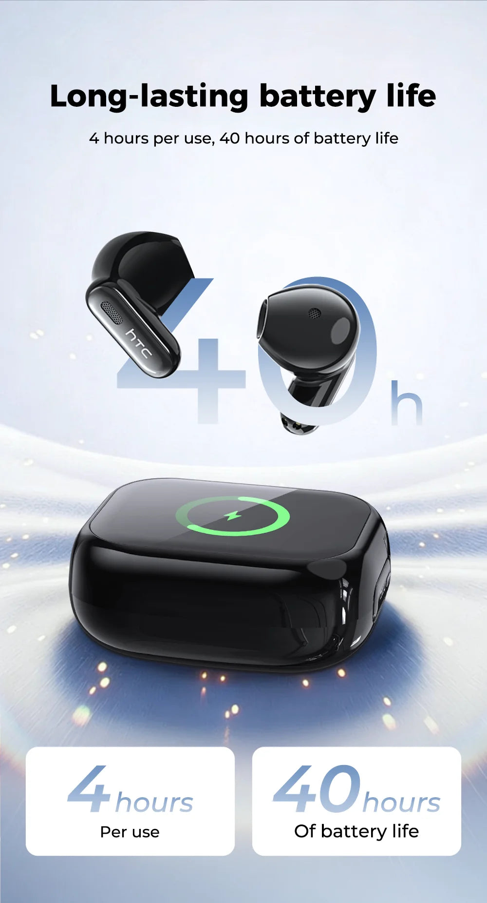 Écouteurs Bluetooth HTC NE68 – Traducteur IA & écran LCD