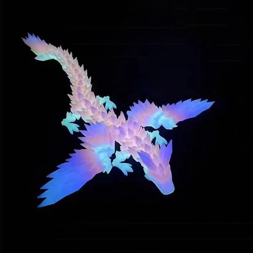 Dragon imprimé en 3D de 15 cm avec ailes mobiles - Accessoire de bureau créatif - Décoration intérieure - Cadeau de Noël ou de vacances idéal