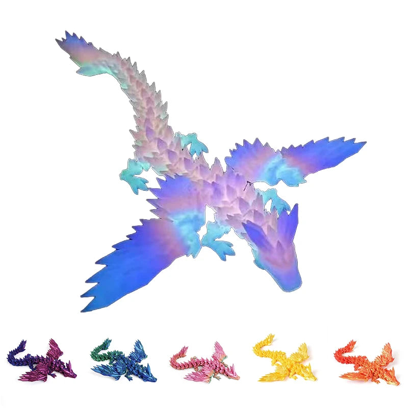 Dragon imprimé en 3D de 15 cm avec ailes mobiles - Accessoire de bureau créatif - Décoration intérieure - Cadeau de Noël ou de vacances idéal