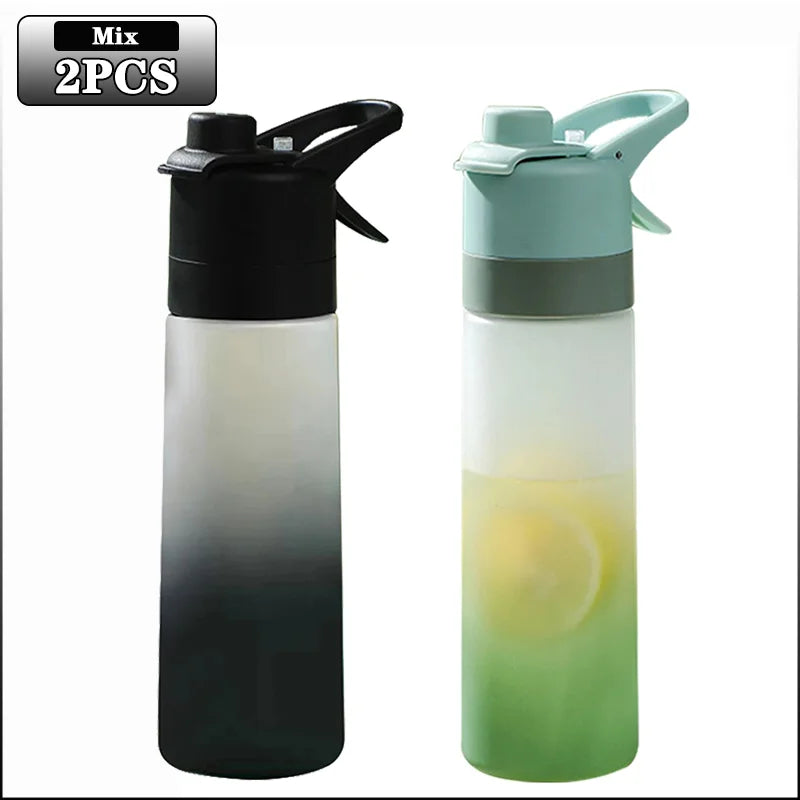 Gourde Brumisateur 650ml avec Paille – Spray Brume & Hydratation, Outdoor & Sport