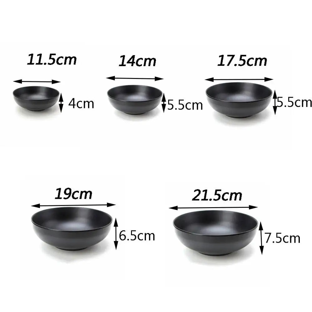 Japanese style melamine ramen bowl, black porcelain imitation noodle bowl for home