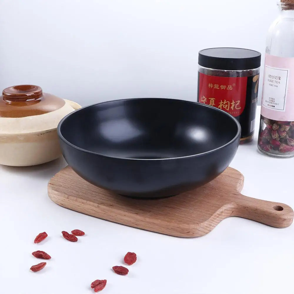 Japanese style melamine ramen bowl, black porcelain imitation noodle bowl for home