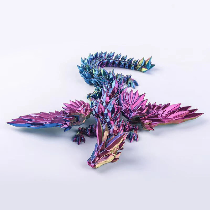 Dragon imprimé en 3D de 15 cm avec ailes mobiles - Accessoire de bureau créatif - Décoration intérieure - Cadeau de Noël ou de vacances idéal