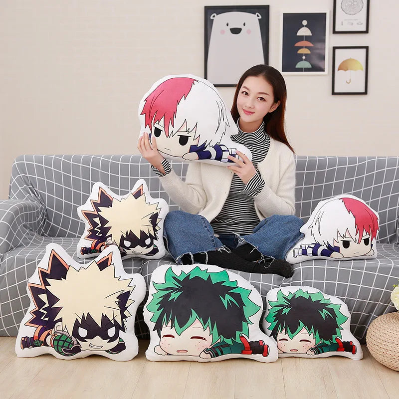 Coussins en peluche My Hero Academia, oreillers moelleux, coussins Izuku mignons, dakimakura kawaii, poupées douces Katsuki Shoto