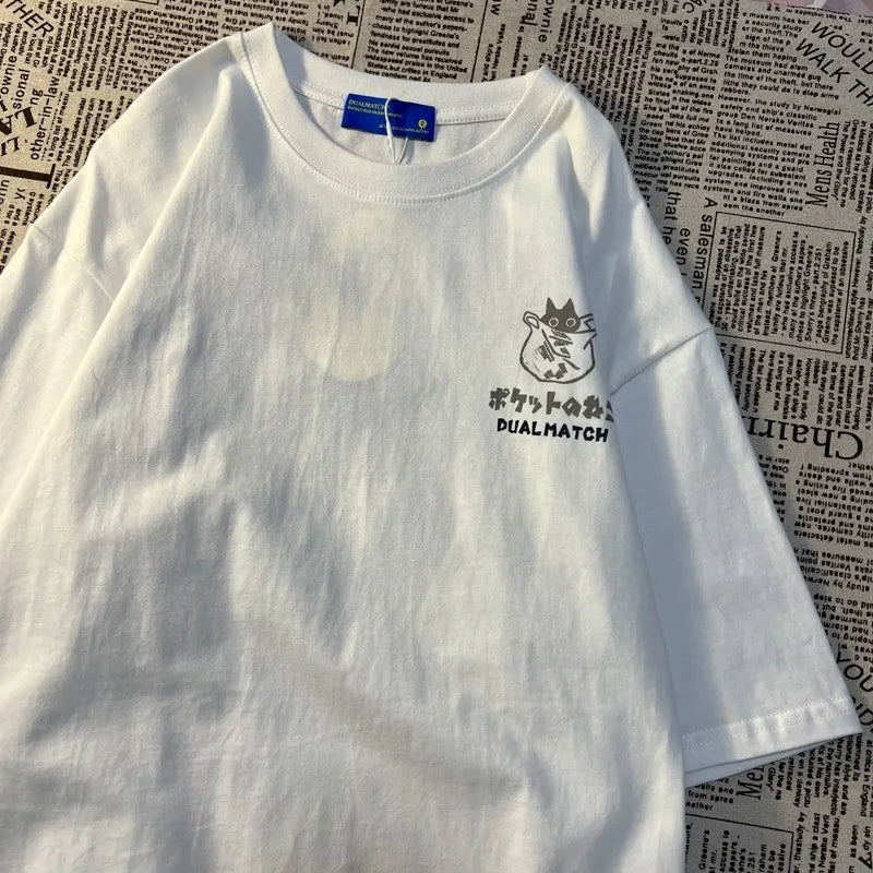 T-shirt imprimé rétro japonais – Manches courtes