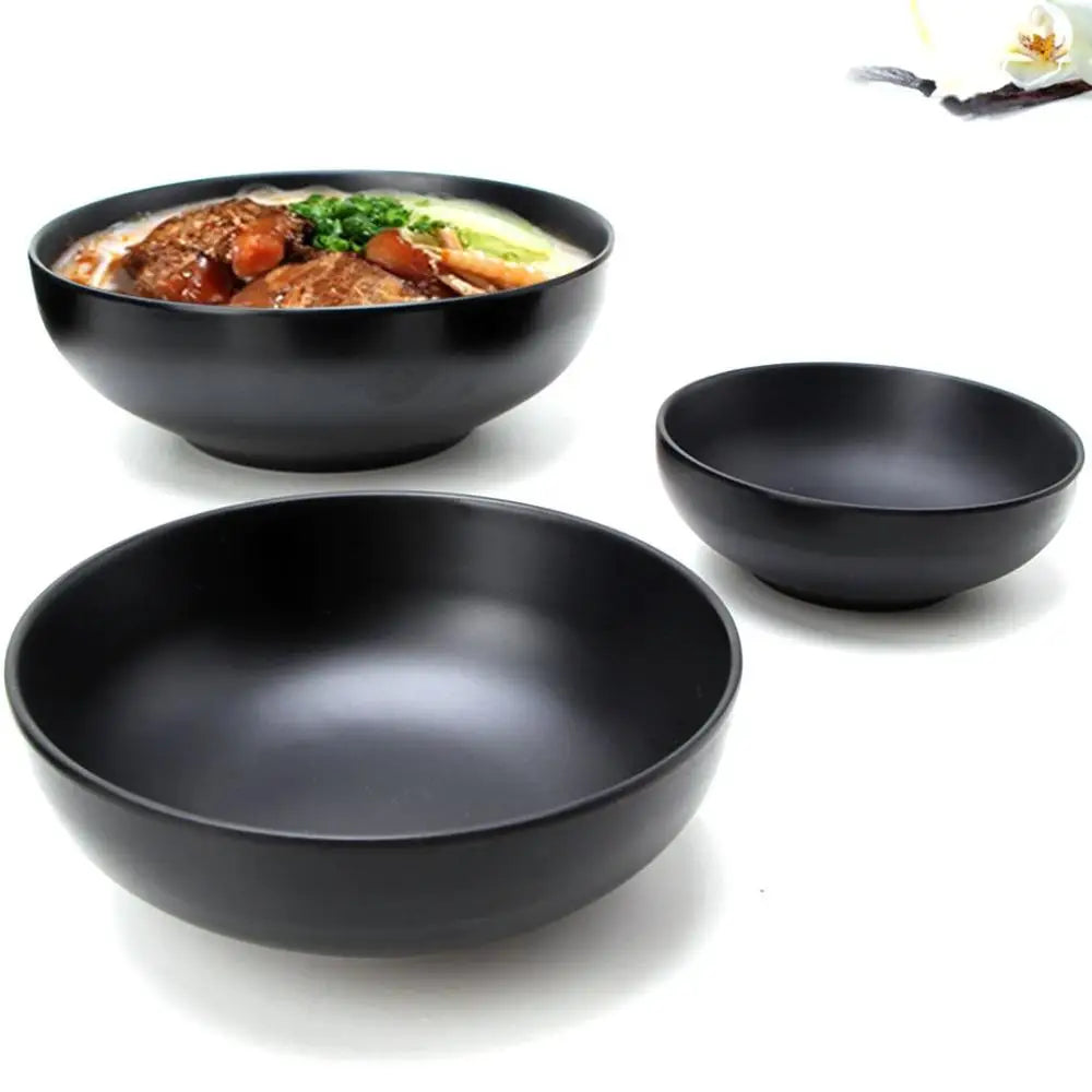 Japanese style melamine ramen bowl, black porcelain imitation noodle bowl for home