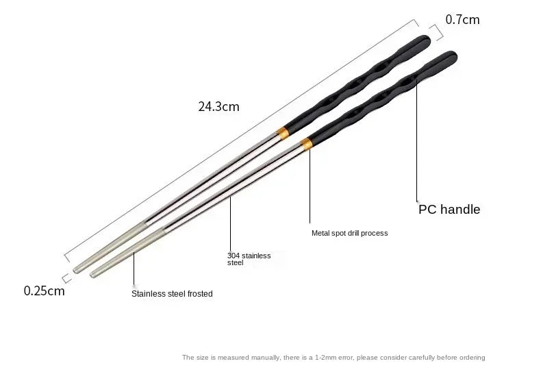 Lot de 5 paires de baguettes réutilisables antidérapantes en acier inoxydable