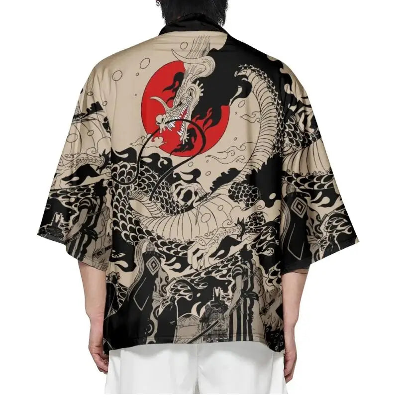 Haori Yukata japonais – Imprimé dragon anime