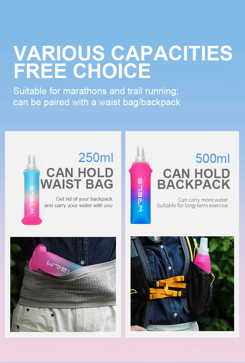 Gourde Souple Pliable TPU – 250ml & 500ml, Ultralégère pour le Sport & l’Outdoor